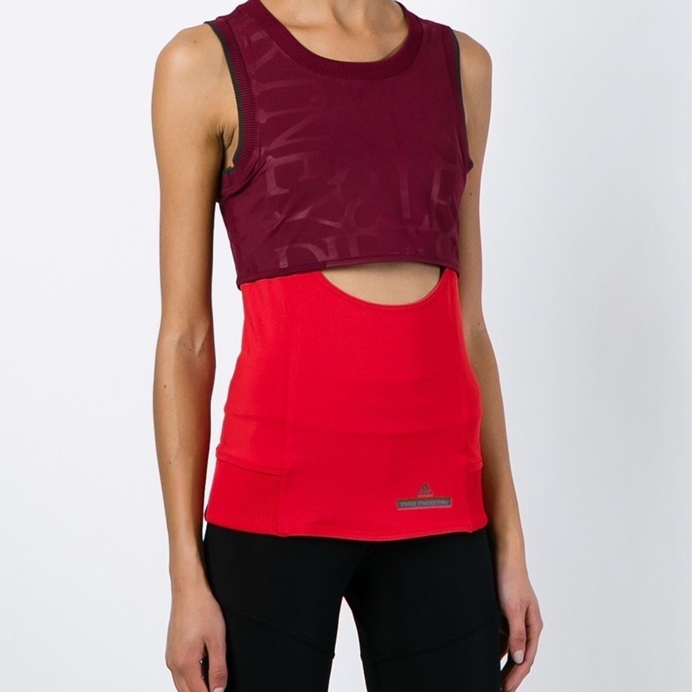 Adidas by Stella McCartney Cut Out Mesh Tank Burgundy Red Large - Running Gym